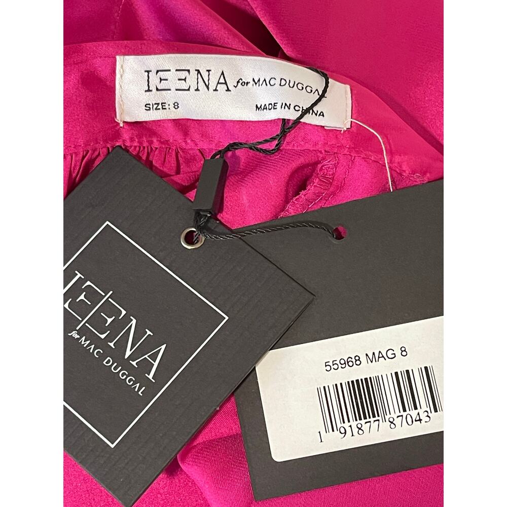 Mac Duggal NEW Size 8 Pink Magenta Long Sleeve Satin Cocktail Mini Dress 55968 - Picture 5 of 9